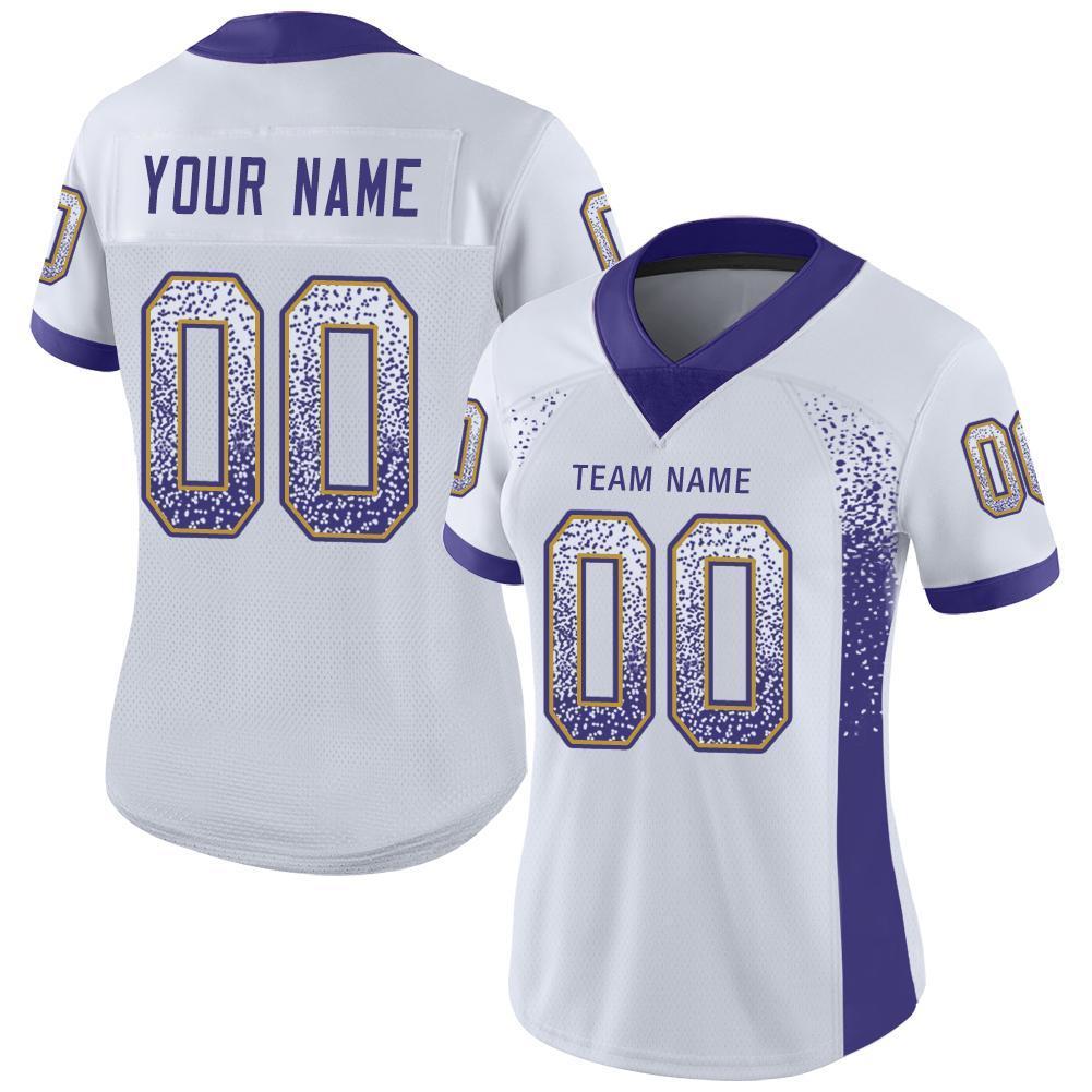 Custom White Purple-Old Gold Drift Fashion Football Jersey view 2