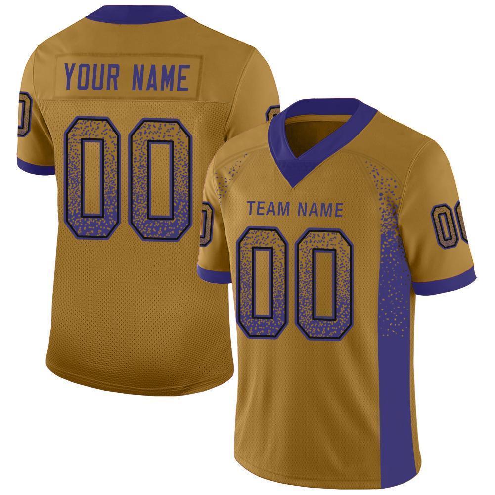 Custom Old Gold Purple-Black Drift Fashion Football Jersey - Main View