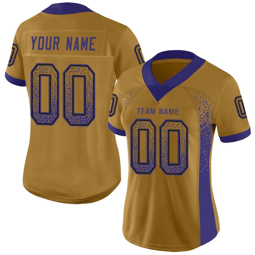 Custom Old Gold Purple-Black Drift Fashion Football Jersey view 2