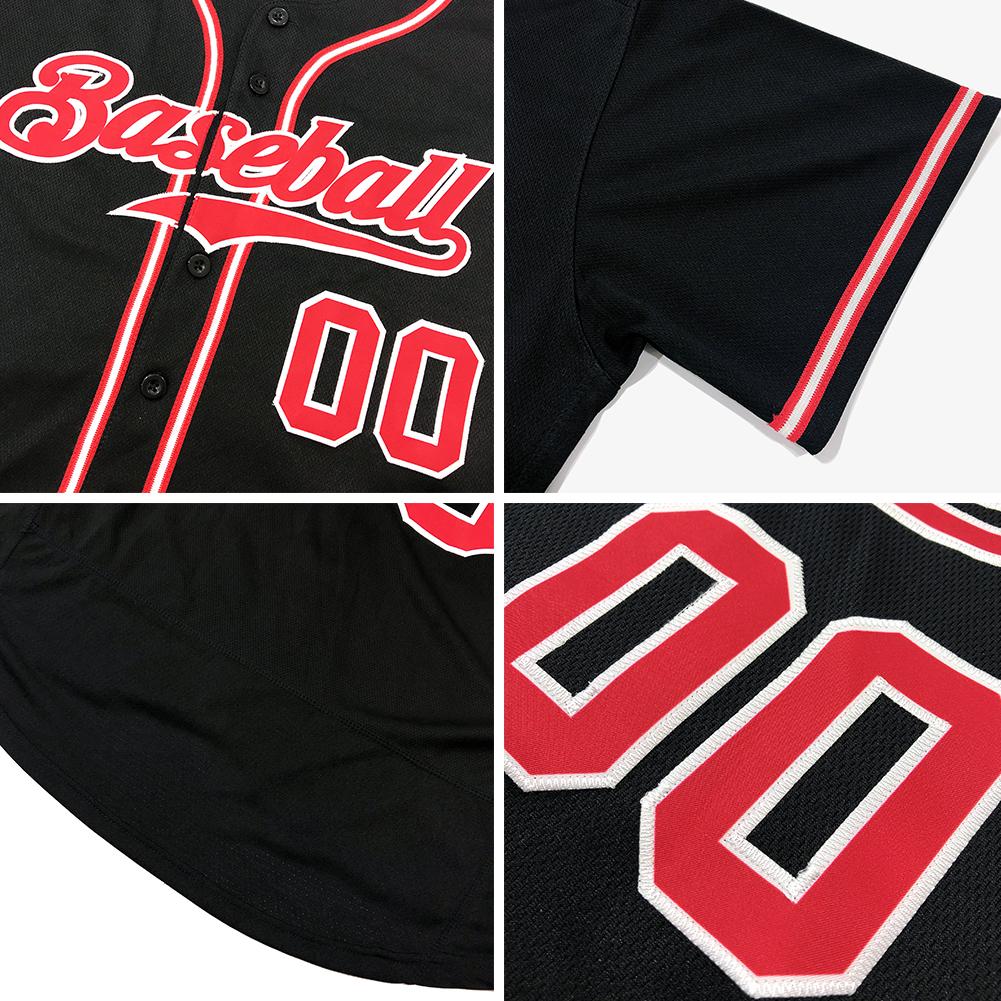Custom Black Pink-White Authentic Baseball Jersey view 6