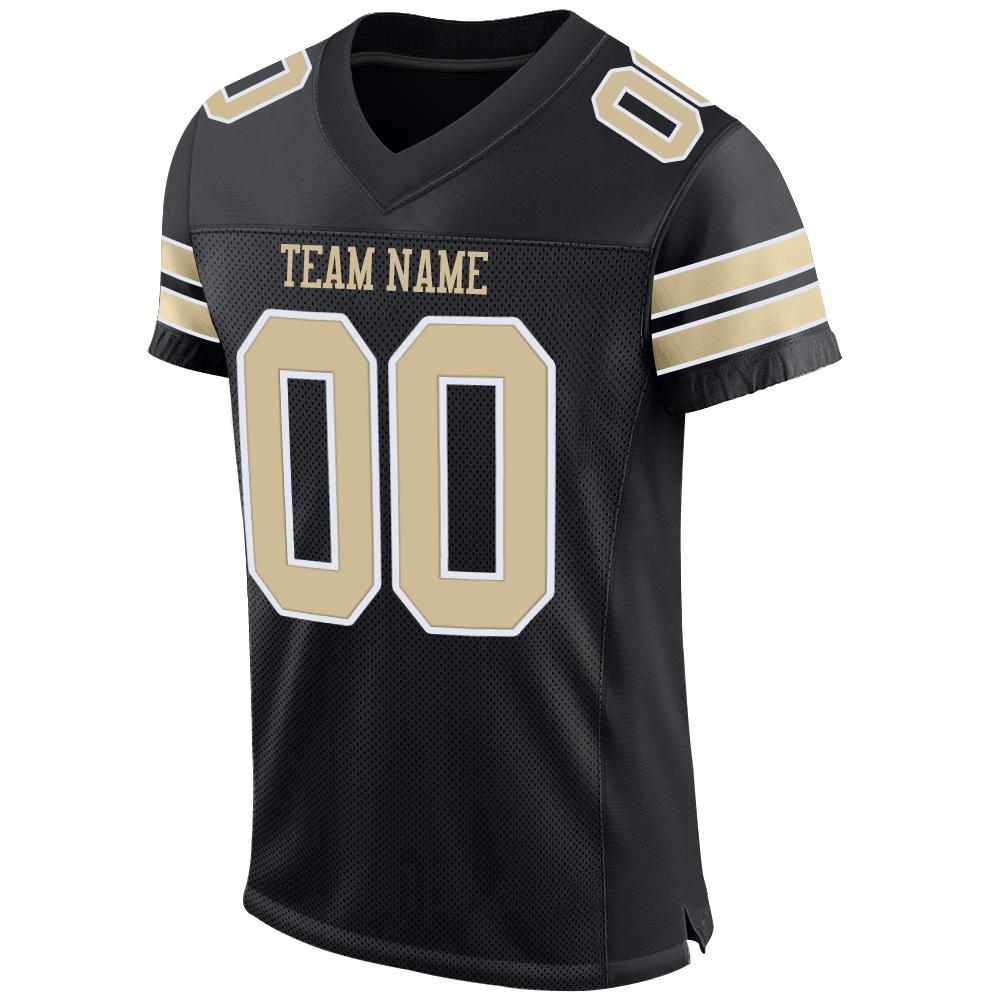 Custom Black Vegas Gold-White Mesh Authentic Football Jersey view 2