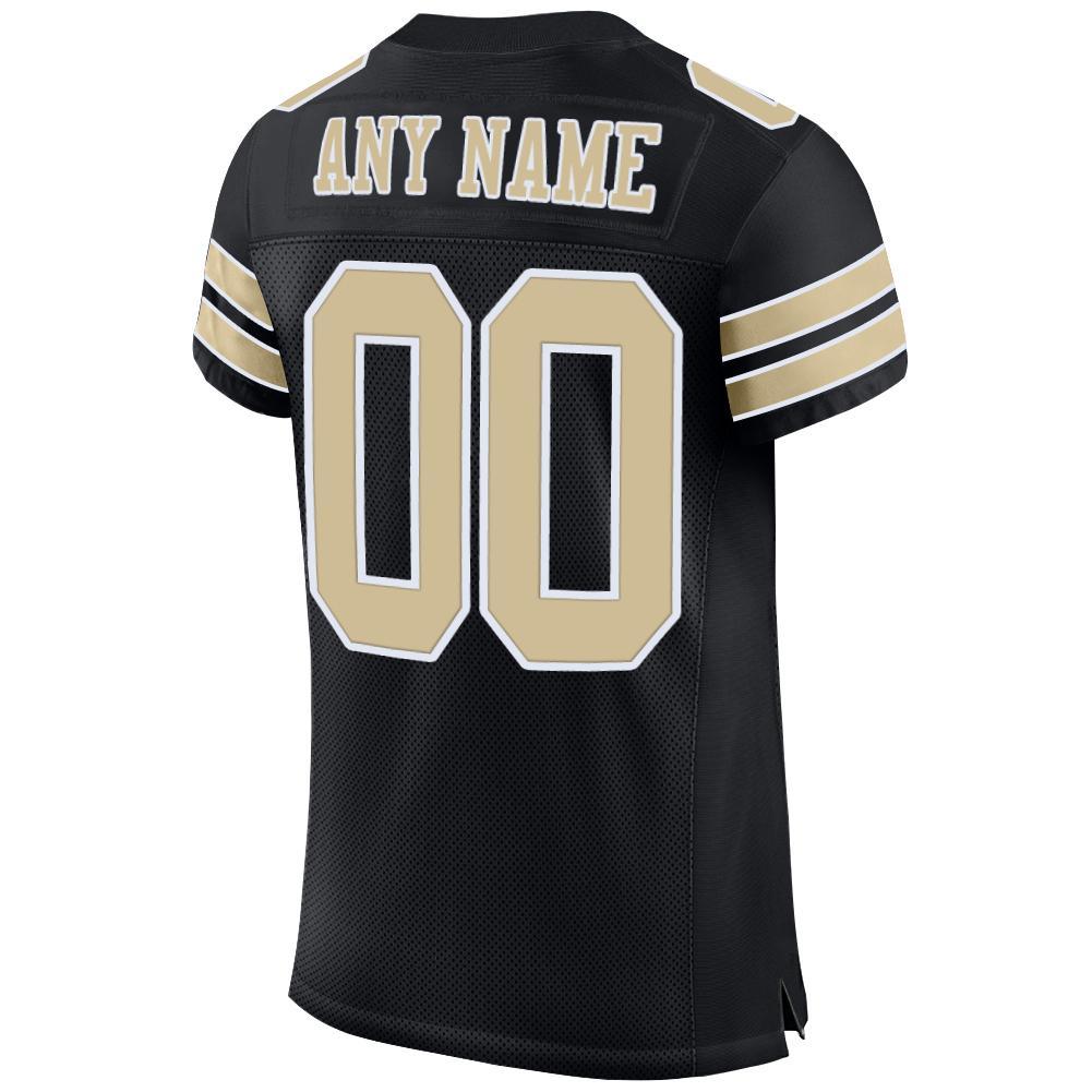 Custom Black Vegas Gold-White Mesh Authentic Football Jersey view 3