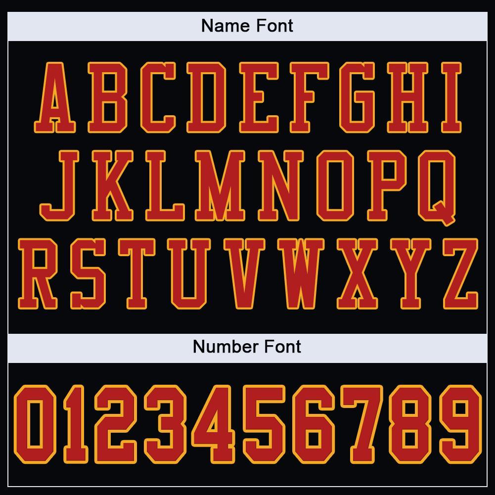 Custom Black Scarlet-Gold Mesh Authentic Football Jersey view 5