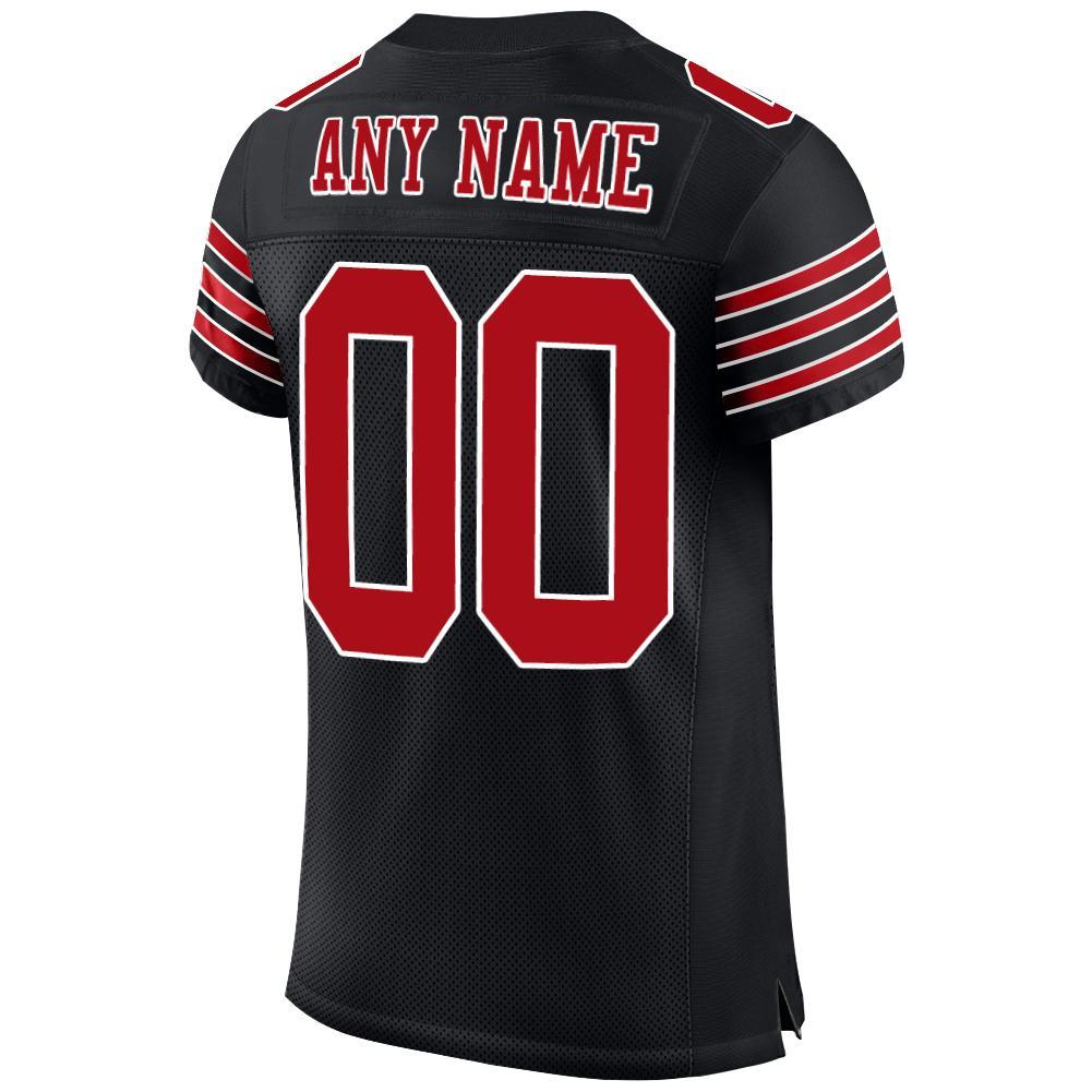 Custom Black Red-White Mesh Authentic Football Jersey view 4