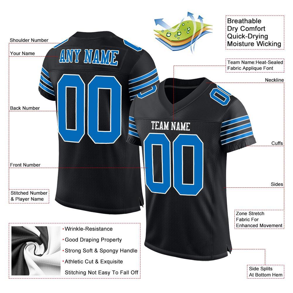 Custom Black Panther Blue-White Mesh Authentic Football Jersey view 4