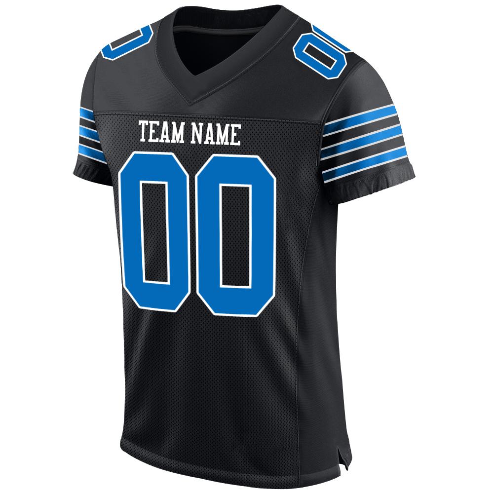 Custom Black Panther Blue-White Mesh Authentic Football Jersey view 2