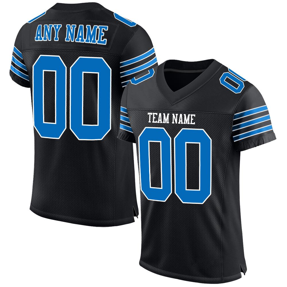 Custom Black Panther Blue-White Mesh Authentic Football Jersey - Main View