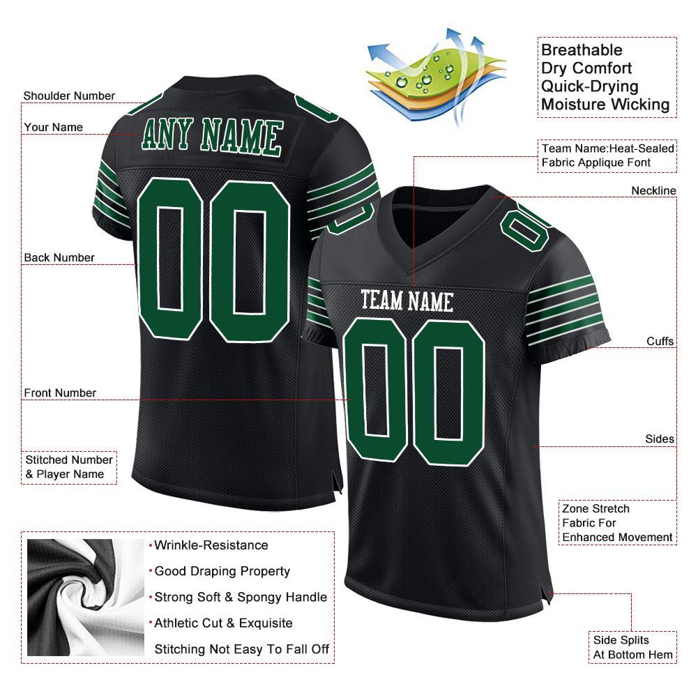 Custom Black Grass Green-White Mesh Authentic Football Jersey view 4