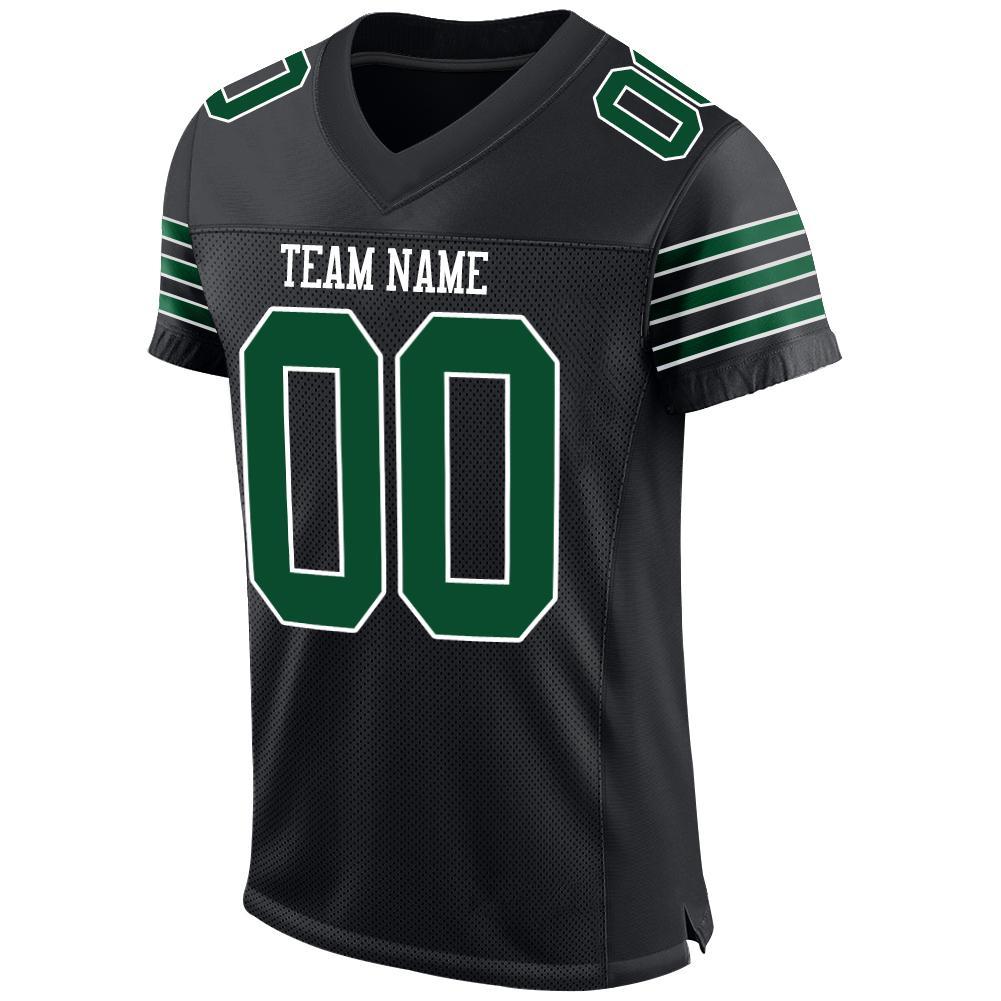 Custom Black Grass Green-White Mesh Authentic Football Jersey view 2