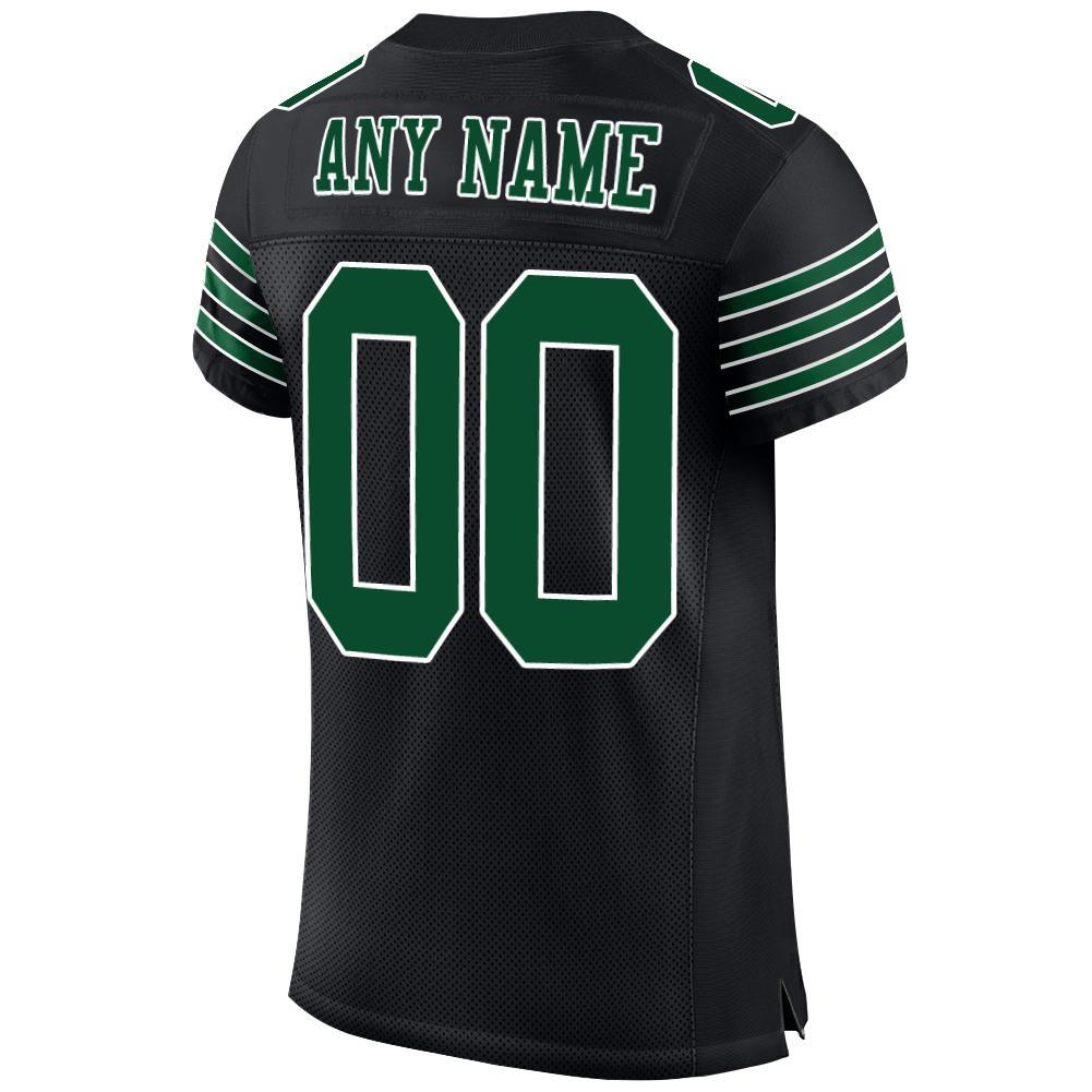 Custom Black Grass Green-White Mesh Authentic Football Jersey view 3