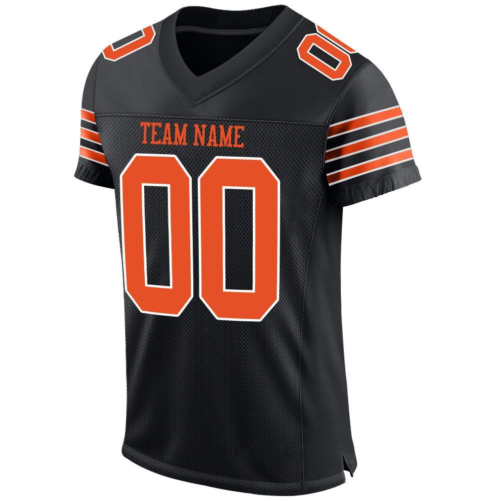 Custom Black Orange-White Mesh Authentic Football Jersey view 2