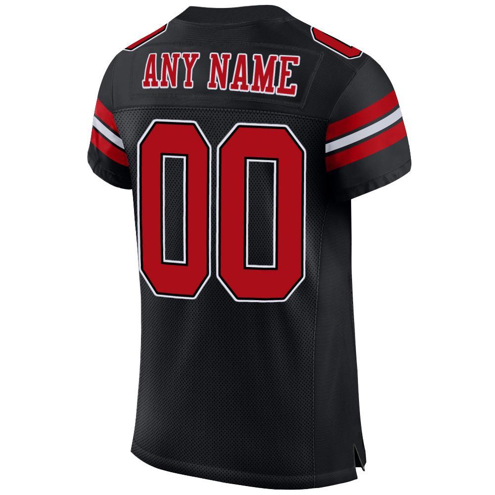 Custom Black Red-White Mesh Authentic Football Jersey view 4