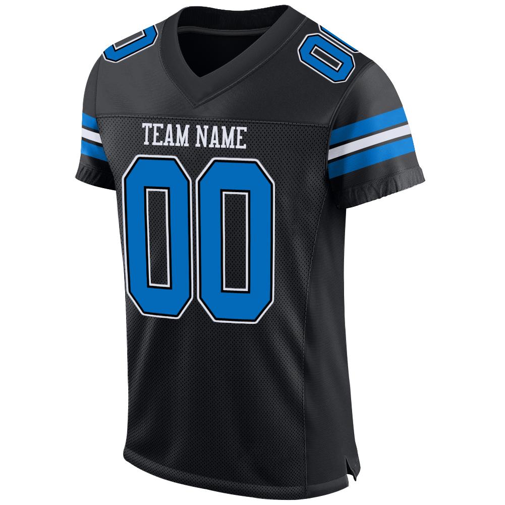 Custom Black Panther Blue-White Mesh Authentic Football Jersey view 2