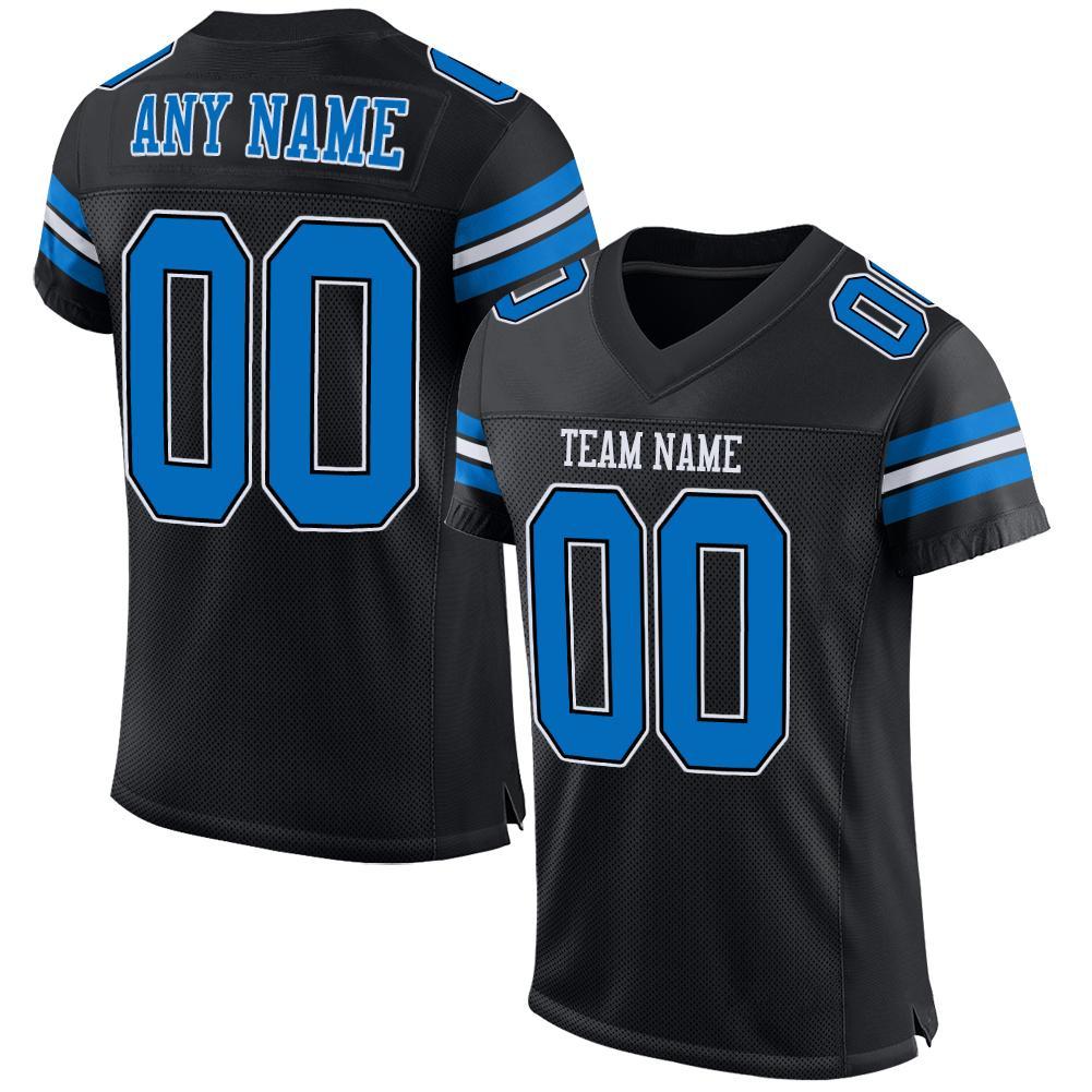 Custom Black Panther Blue-White Mesh Authentic Football Jersey - Main View