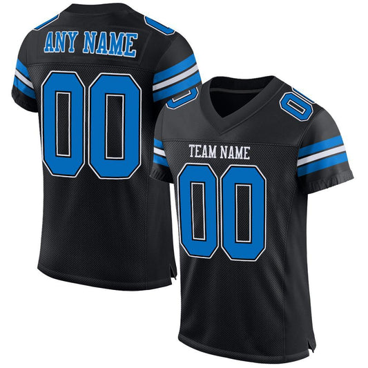Custom Black Panther Blue-White Mesh Authentic Football Jersey - Main View