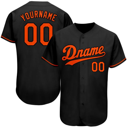 Custom Black Orange Authentic Baseball Jersey - Main View
