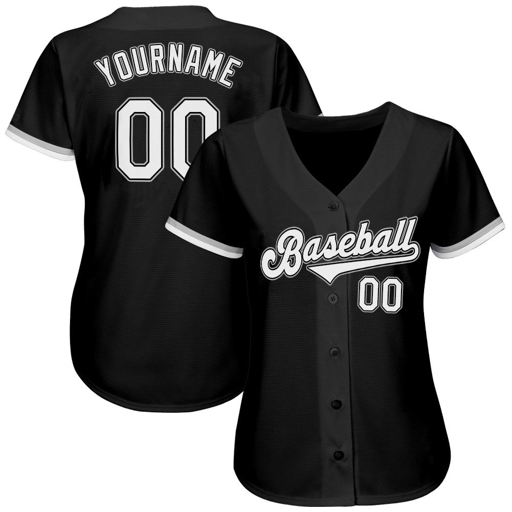 Custom Black White-Gray Authentic Baseball Jersey view 2
