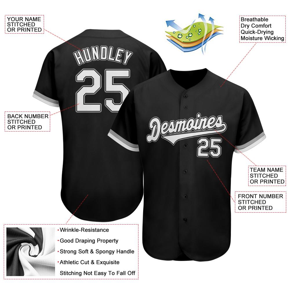 Custom Black White-Gray Authentic Baseball Jersey view 3