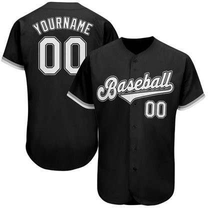 Custom Black White-Gray Authentic Baseball Jersey - Main View