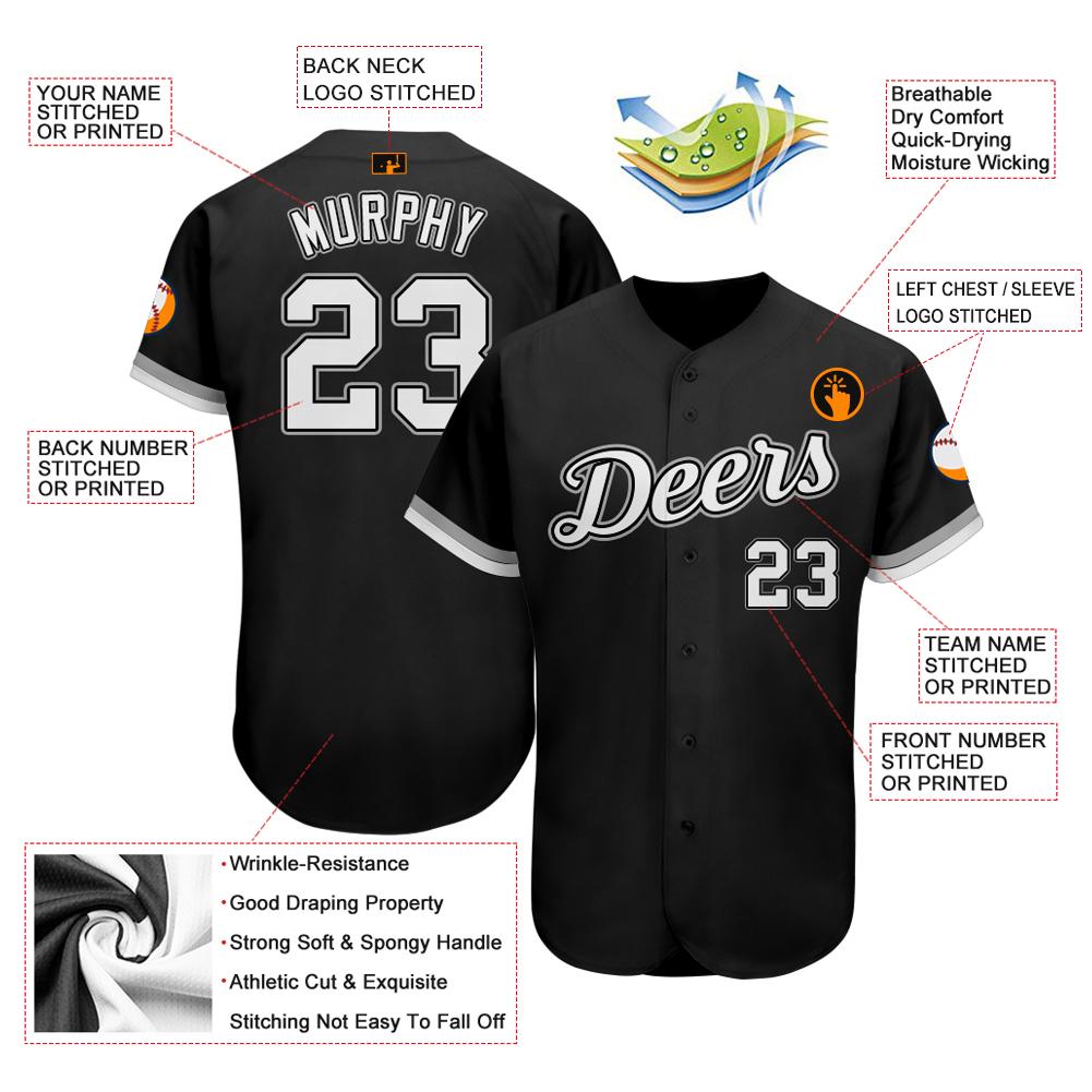 Custom Black White-Gray Authentic Baseball Jersey view 3