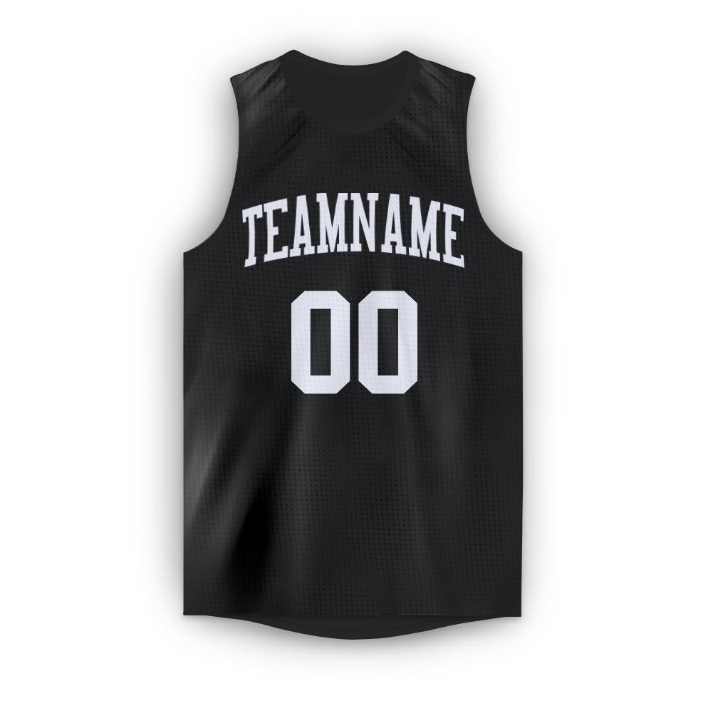 Custom Black White Round Neck Basketball Jersey view 5