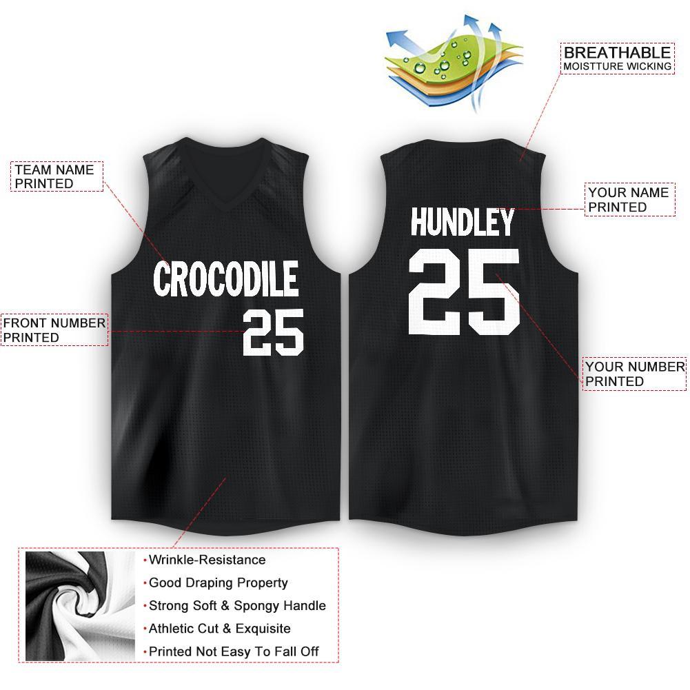 Custom Black White V-Neck Basketball Jersey view 2