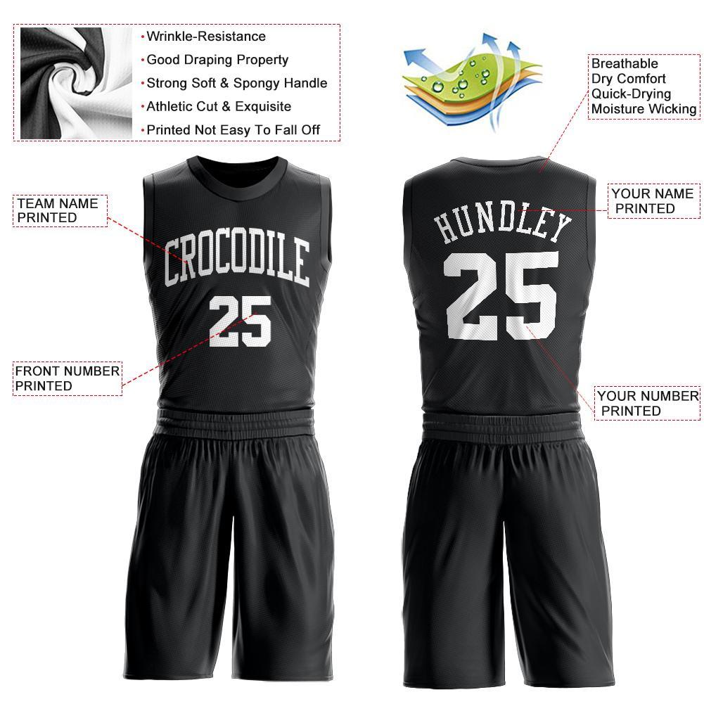 Custom Black White Round Neck Basketball Uniform Jersey view 3