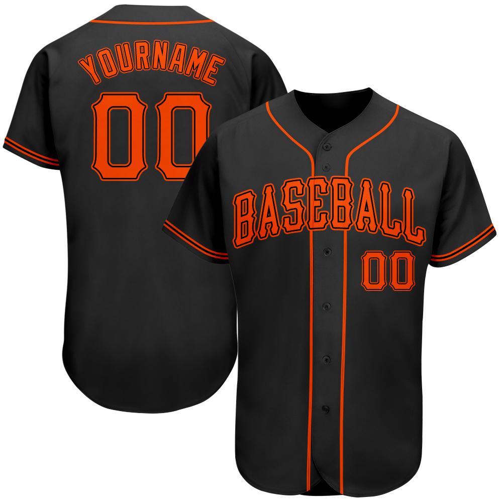 Custom Black Orange Authentic Baseball Jersey - Main View