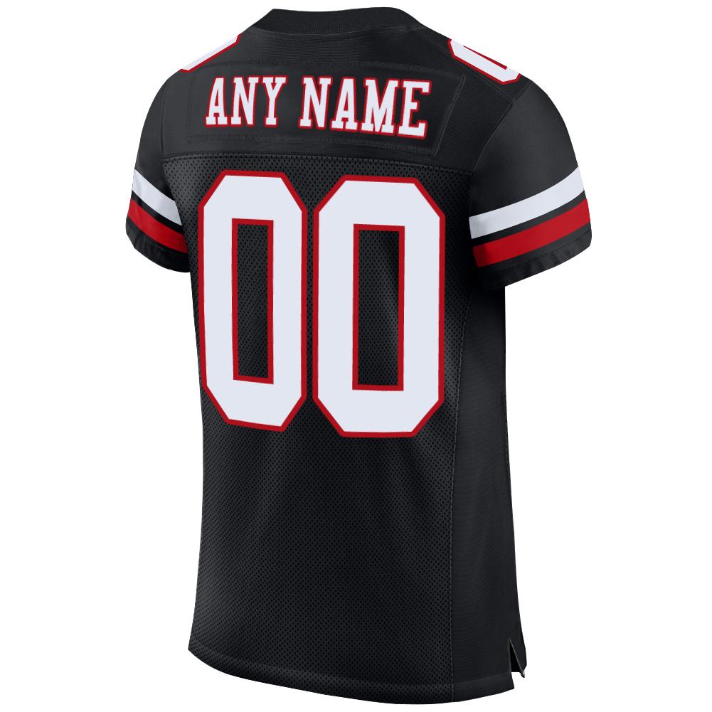 Custom Black White-Red Mesh Authentic Football Jersey view 3