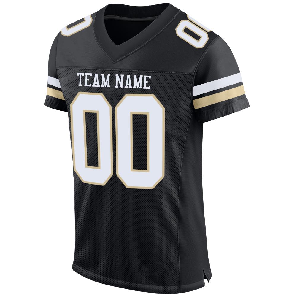 Custom Black White-Vegas Gold Mesh Authentic Football Jersey view 2