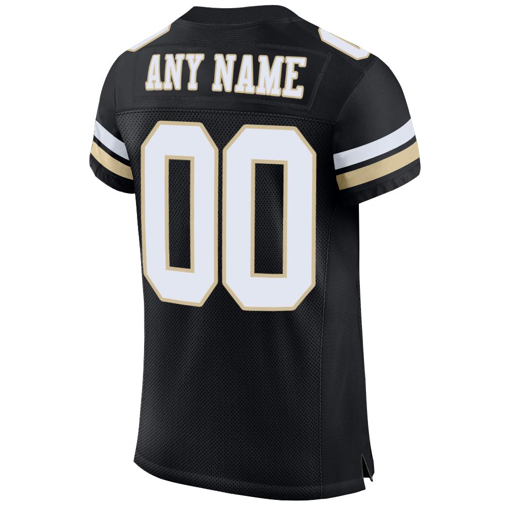 Custom Black White-Vegas Gold Mesh Authentic Football Jersey view 3