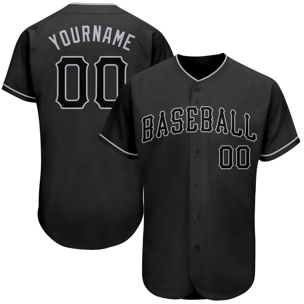 Custom Black Black-Gray Authentic Baseball Jersey - Main View