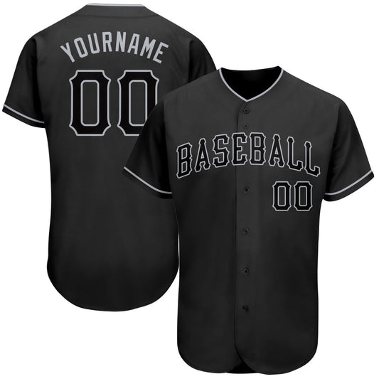 Custom Black Black-Gray Authentic Baseball Jersey - Main View