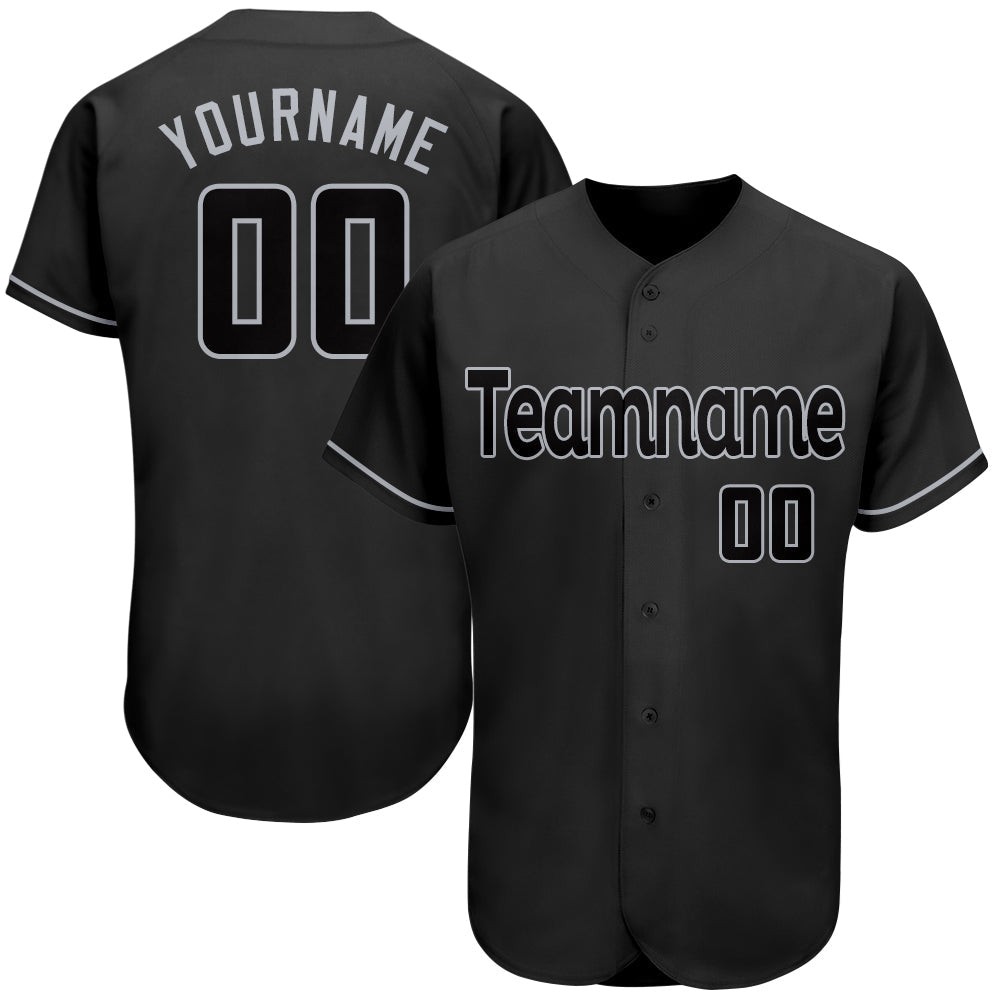 Custom Black Black-Gray Authentic Baseball Jersey - Main View