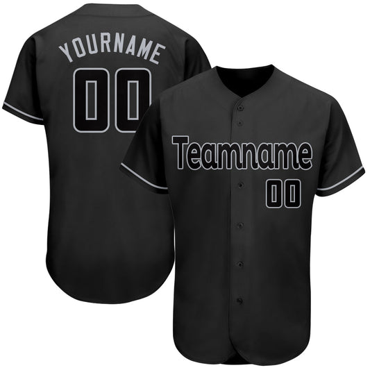 Custom Black Black-Gray Authentic Baseball Jersey - Main View