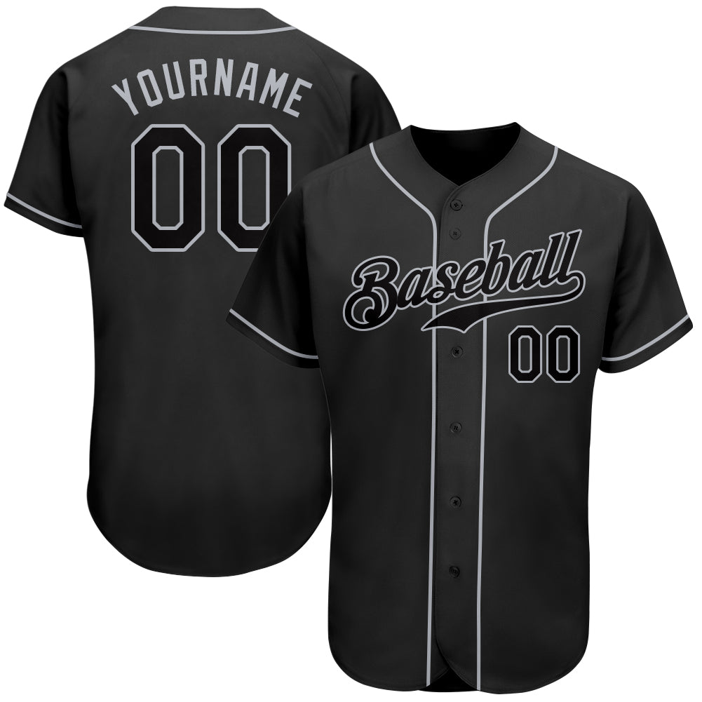 Custom Black Black-Gray Authentic Baseball Jersey - Main View