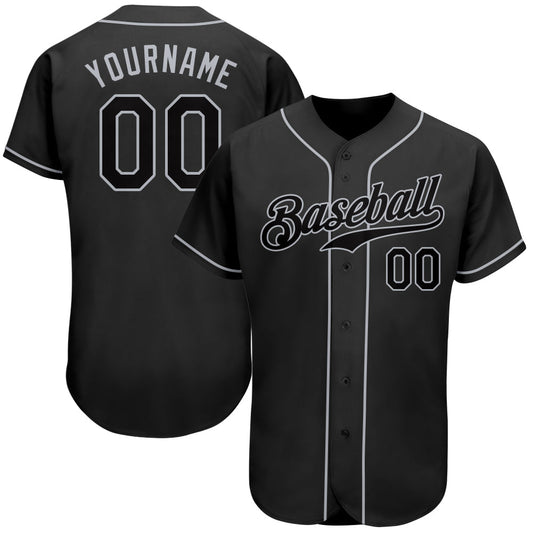 Custom Black Black-Gray Authentic Baseball Jersey - Main View