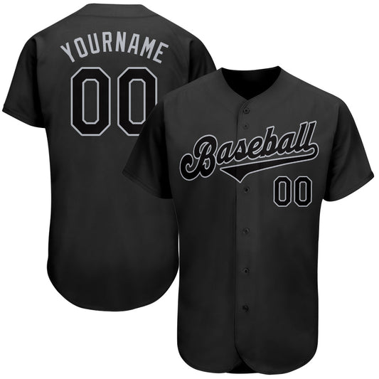 Custom Black Black-Gray Authentic Baseball Jersey - Main View