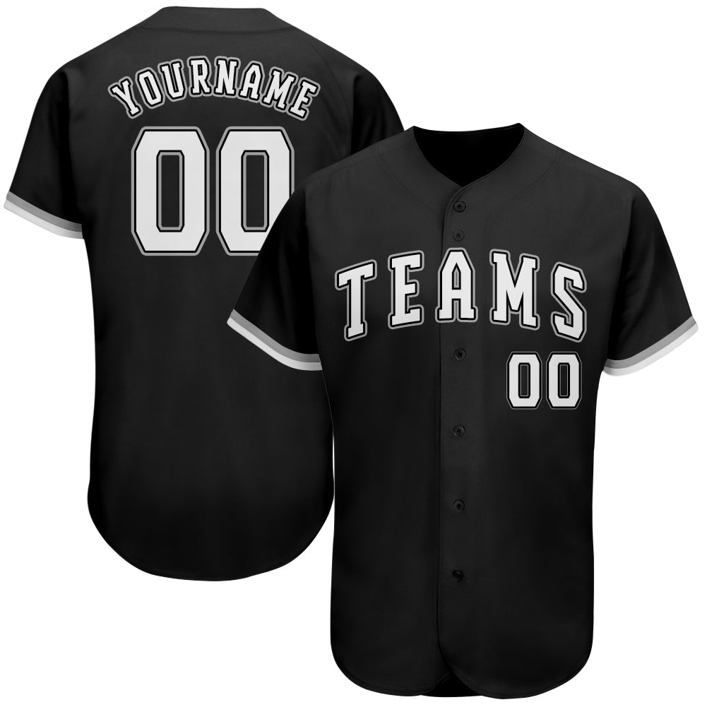 Custom Black White-Gray Authentic Baseball Jersey - Main View