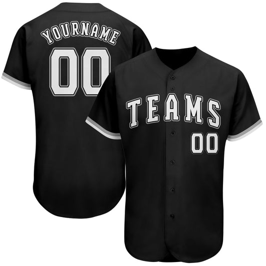 Custom Black White-Gray Authentic Baseball Jersey - Main View