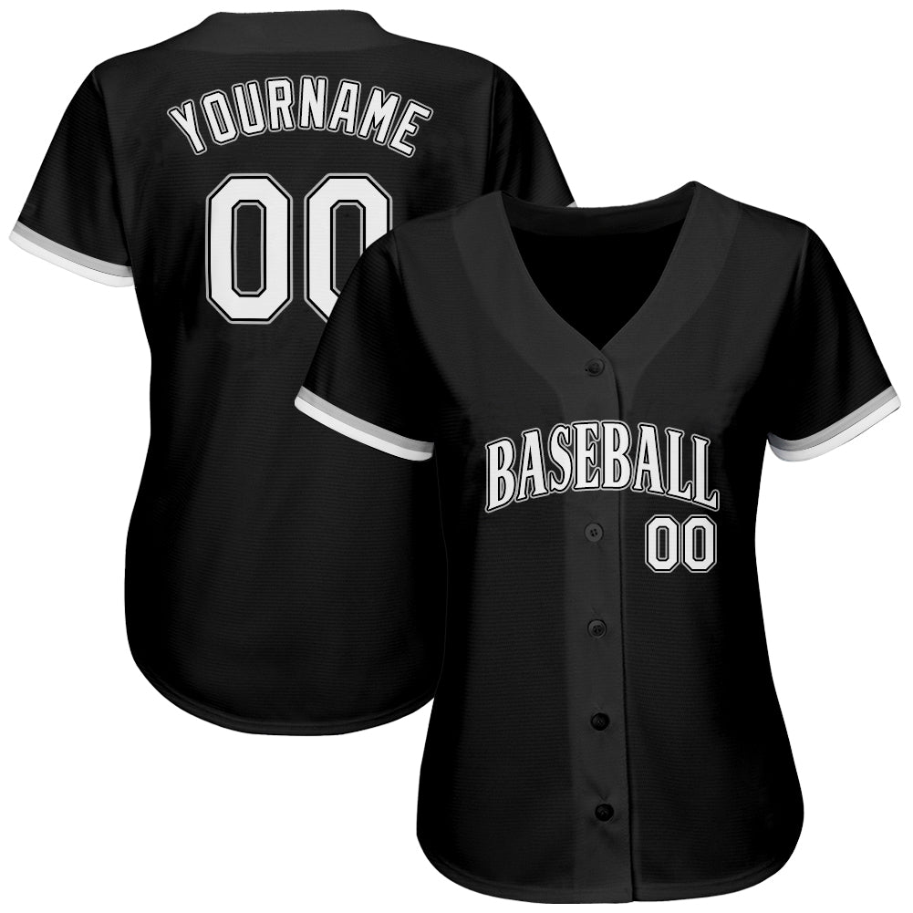 Custom Black White-Gray Authentic Baseball Jersey view 2