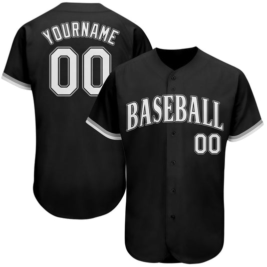 Custom Black White-Gray Authentic Baseball Jersey - Main View