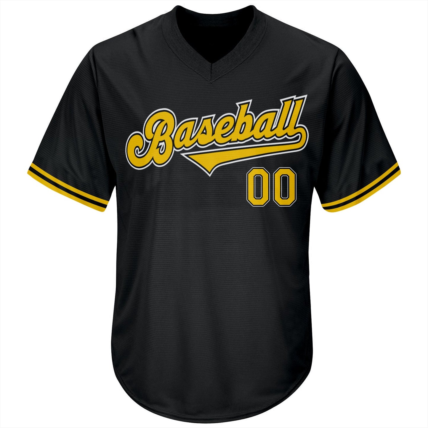 Custom Black Gold-White Authentic Throwback Rib-Knit Baseball Jersey Shirt view 2