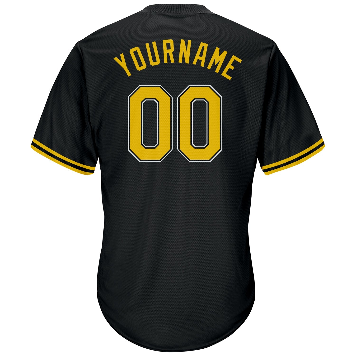 Custom Black Gold-White Authentic Throwback Rib-Knit Baseball Jersey Shirt view 3