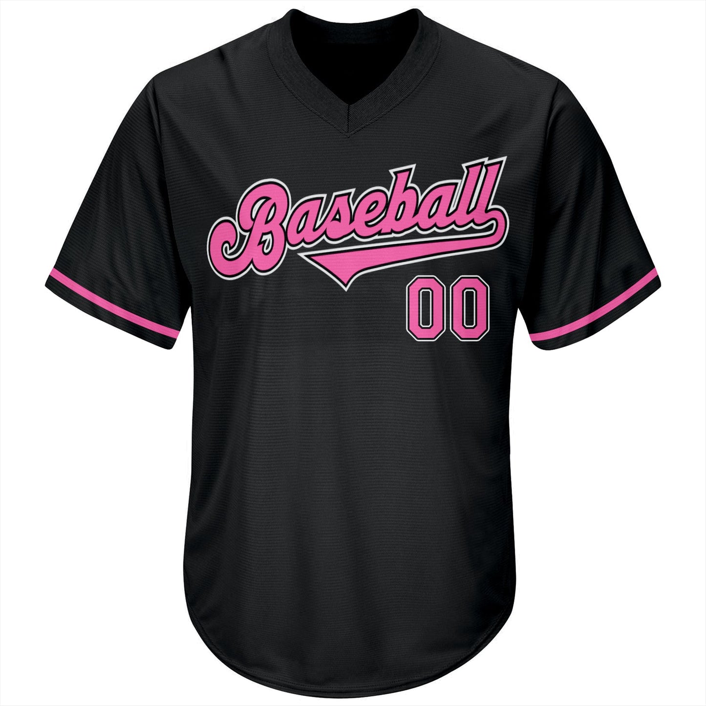 Custom Black Pink-White Authentic Throwback Rib-Knit Baseball Jersey Shirt view 2