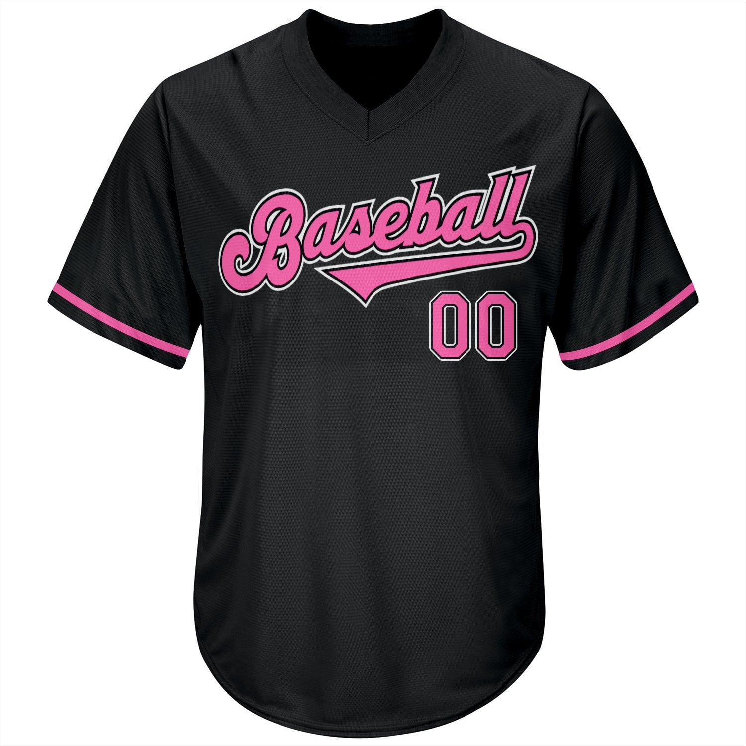 Custom Black Pink-White Authentic Throwback Rib-Knit Baseball Jersey Shirt view 2