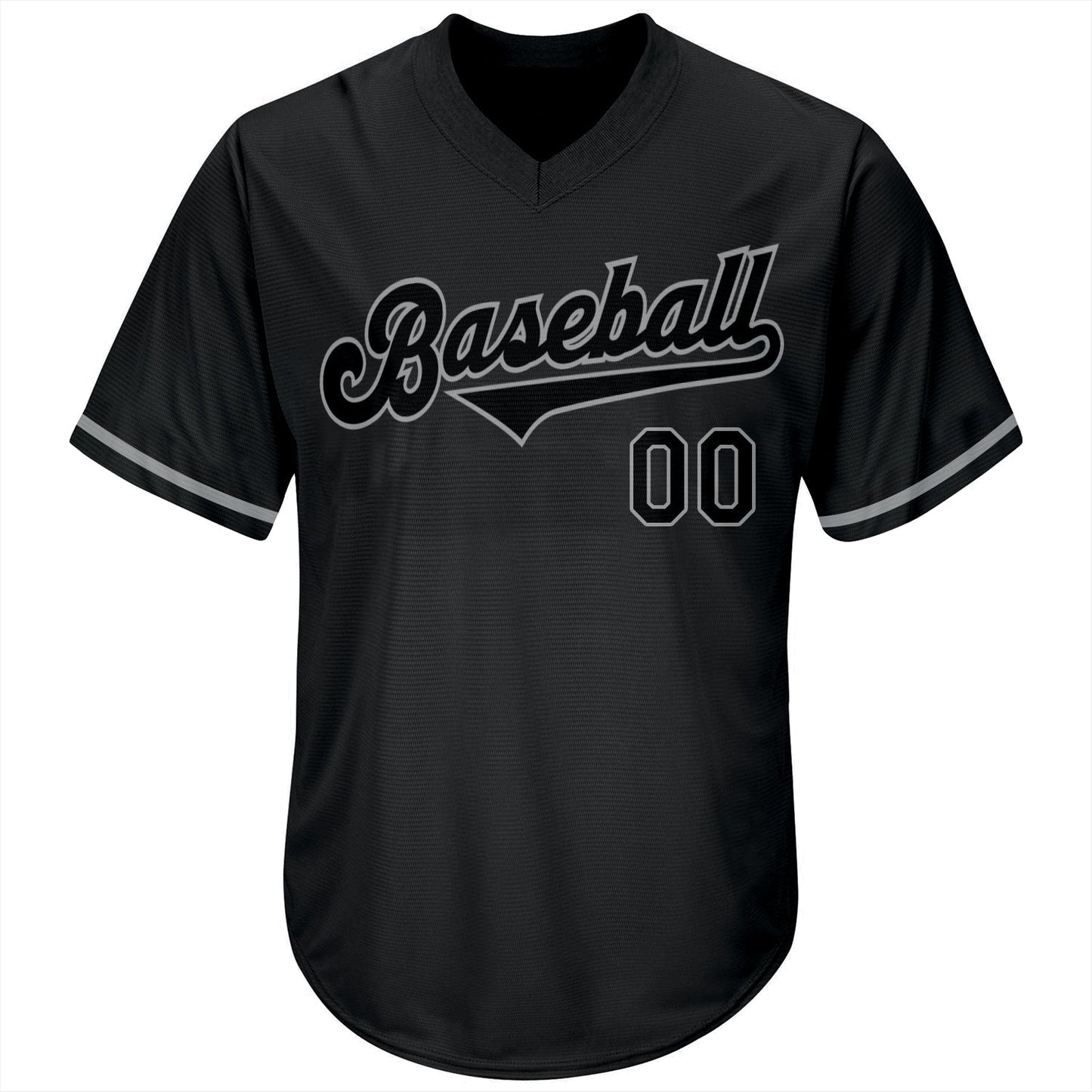 Custom Black Black-Gray Authentic Throwback Rib-Knit Baseball Jersey Shirt view 2
