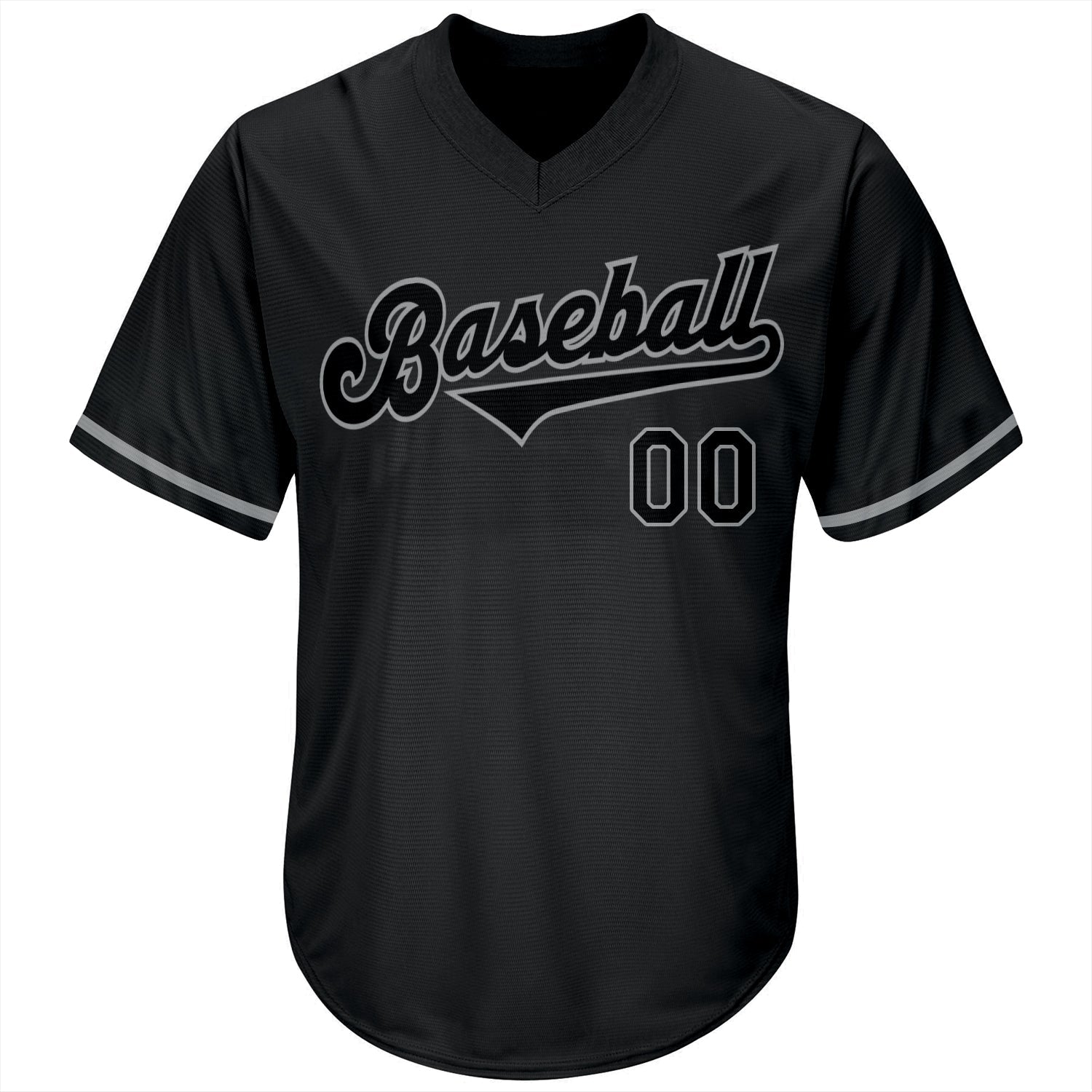 Custom Black Black-Gray Authentic Throwback Rib-Knit Baseball Jersey Shirt view 2