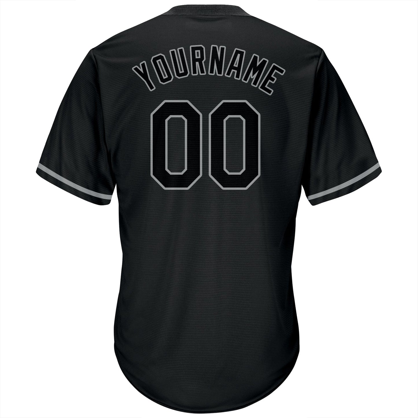 Custom Black Black-Gray Authentic Throwback Rib-Knit Baseball Jersey Shirt view 3