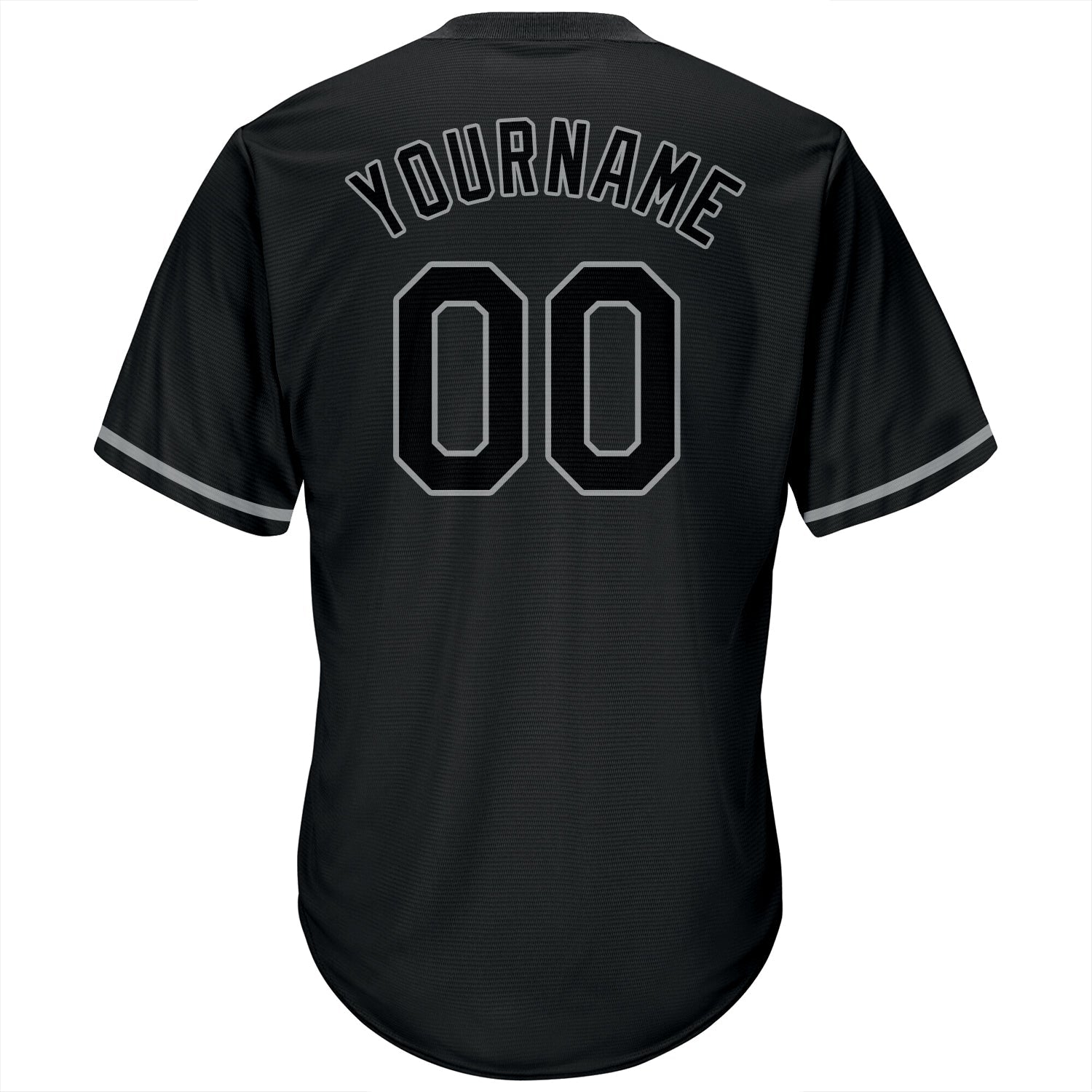 Custom Black Black-Gray Authentic Throwback Rib-Knit Baseball Jersey Shirt view 3